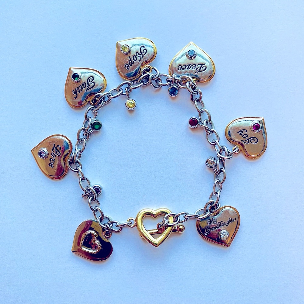Granddaughter Heart Charm Bracelet: Gift from Grandparents